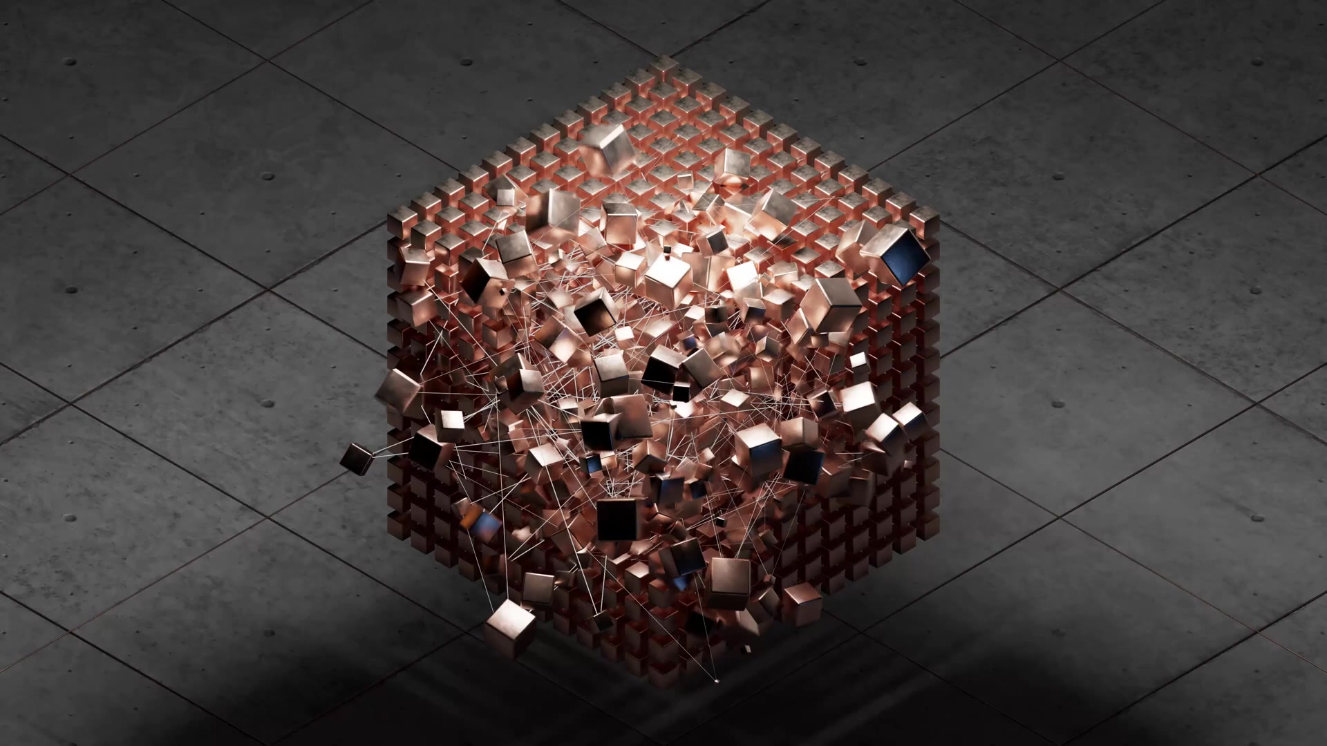 Copper Morphing Physics Cube Live Wallpaper
