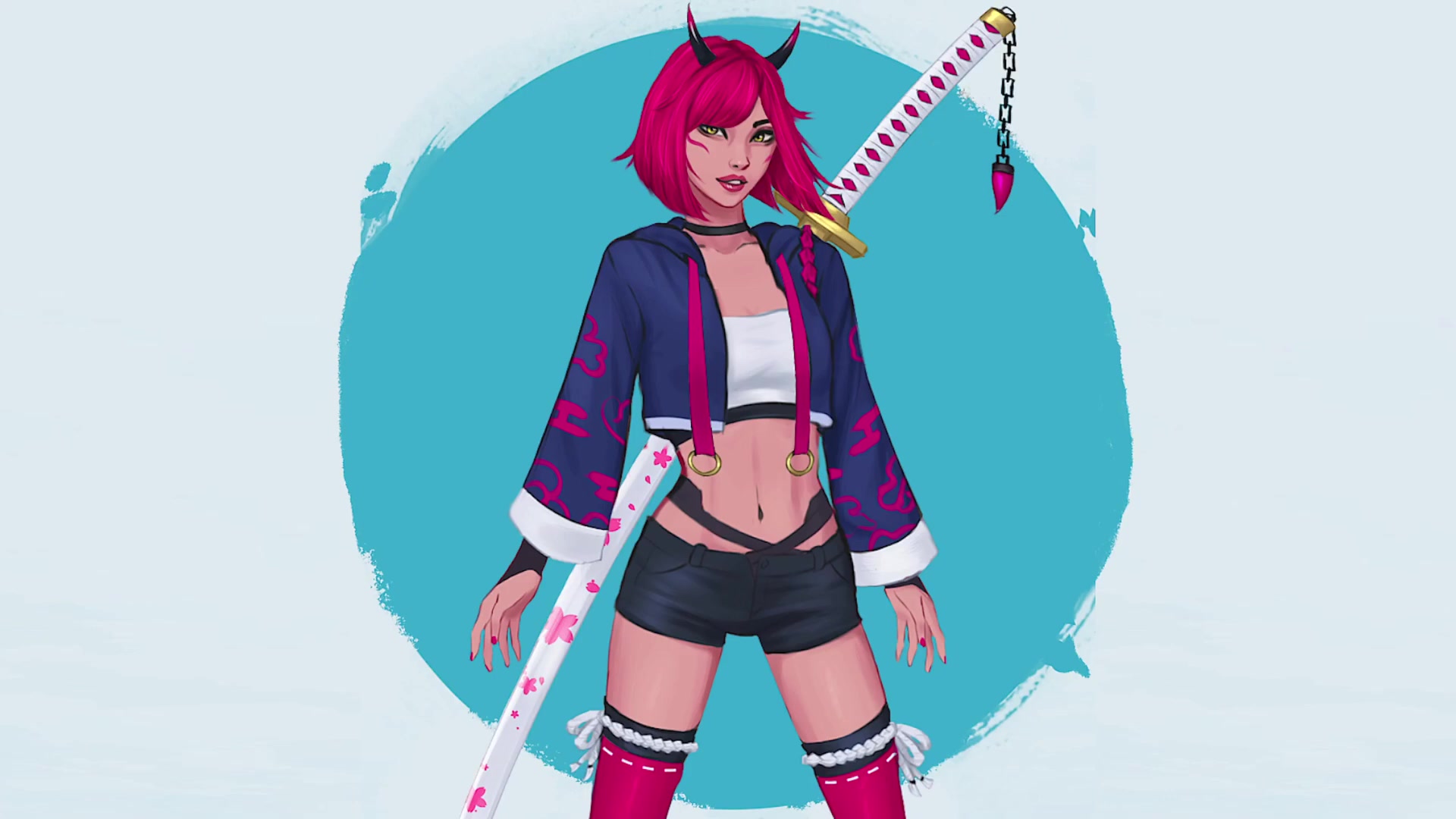 Ninja Girl With Katana Live Wallpaper