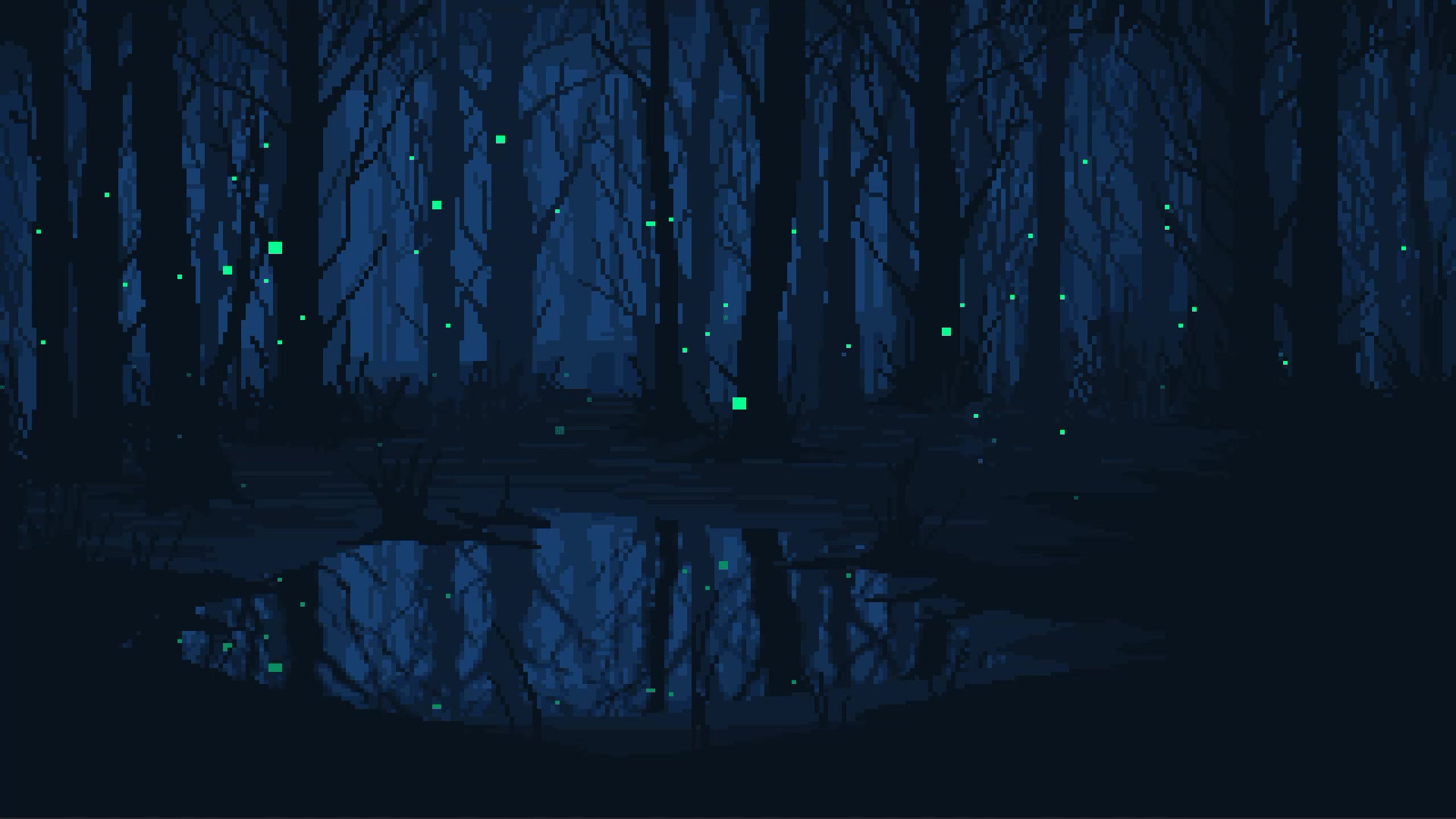 The Fireflies Pixel, night forest Live Wallpaper