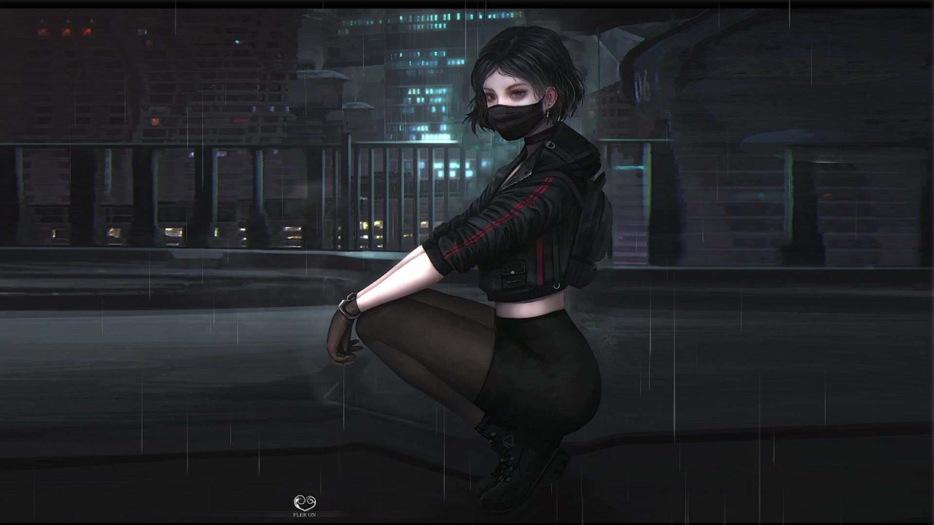 Young Girl in mask Live Wallpaper