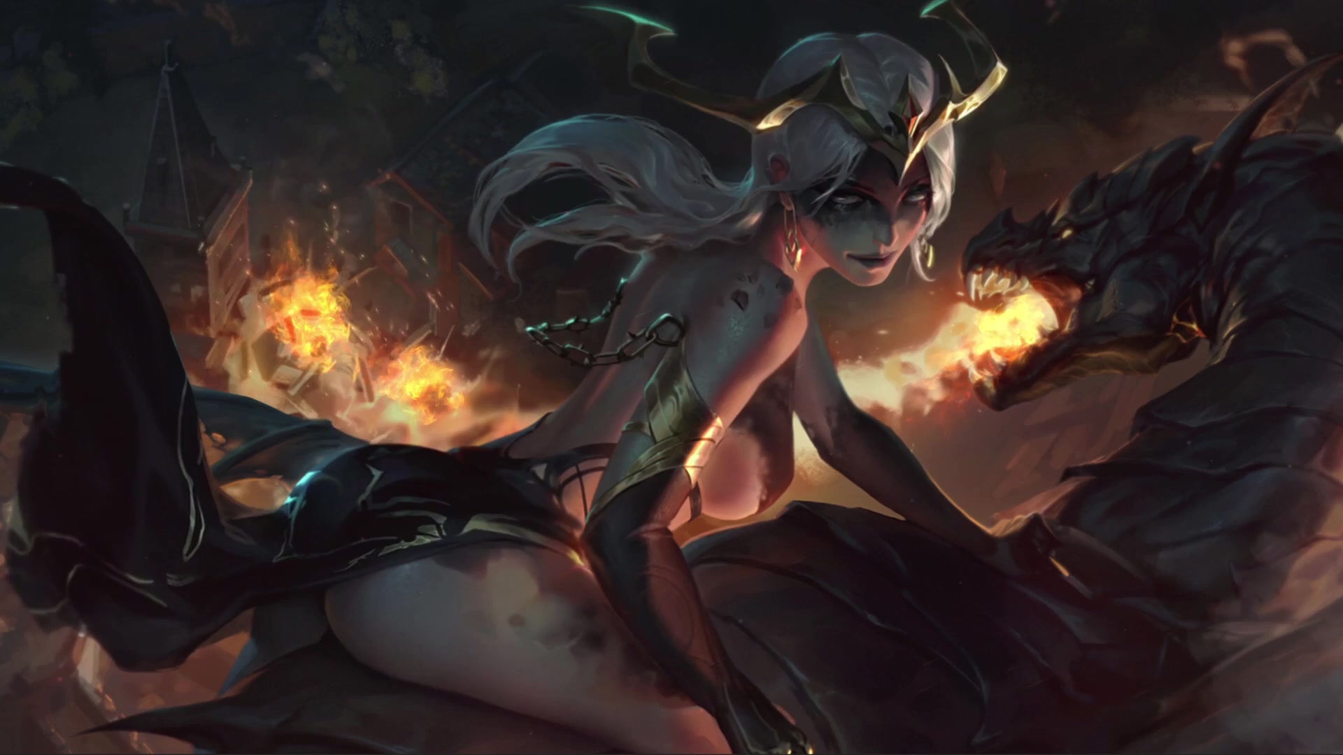 Dragon Rider Scene, dragon, fire Live Wallpaper