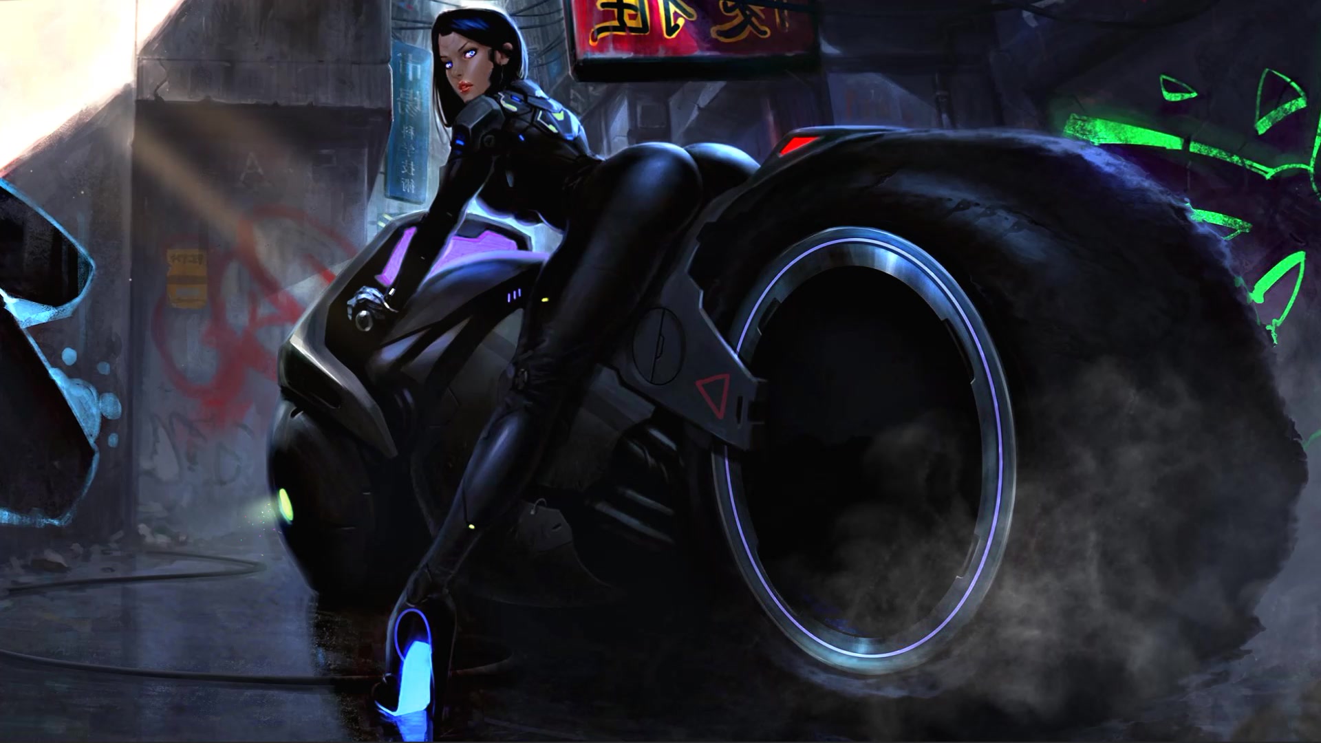 Burnout Cyberpunk Motorcycle Live Wallpaper