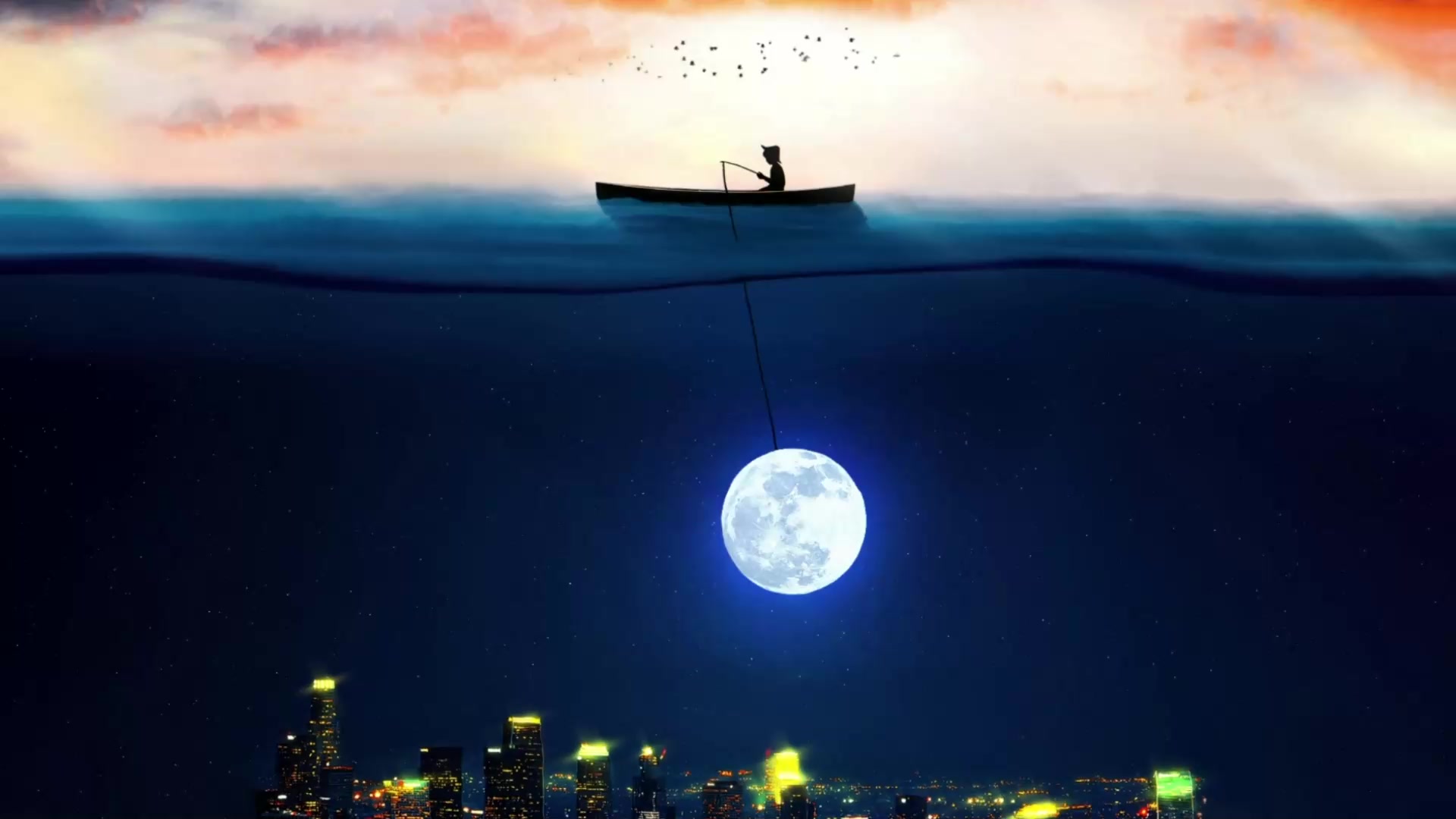 Catching The Moon In Ocean Live Wallpaper