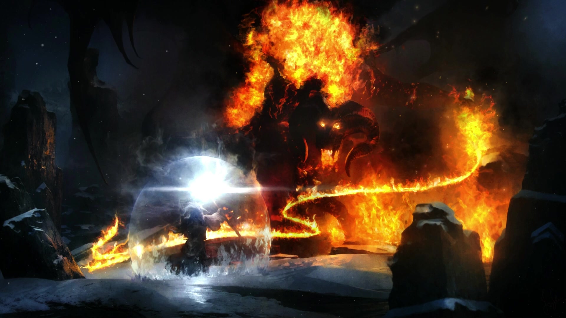 Balrog Fight LOTR Live Wallpaper