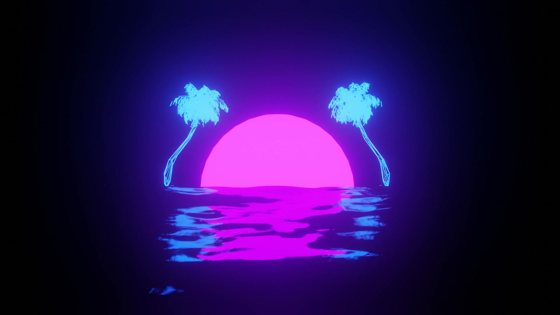 Retro Sun Coconut Trees Live Wallpaper