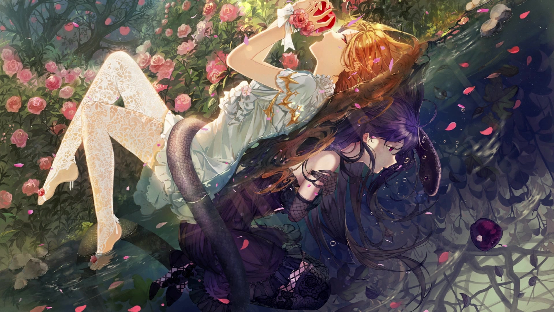 Serpent, anime girls, omutatsu Live Wallpaper