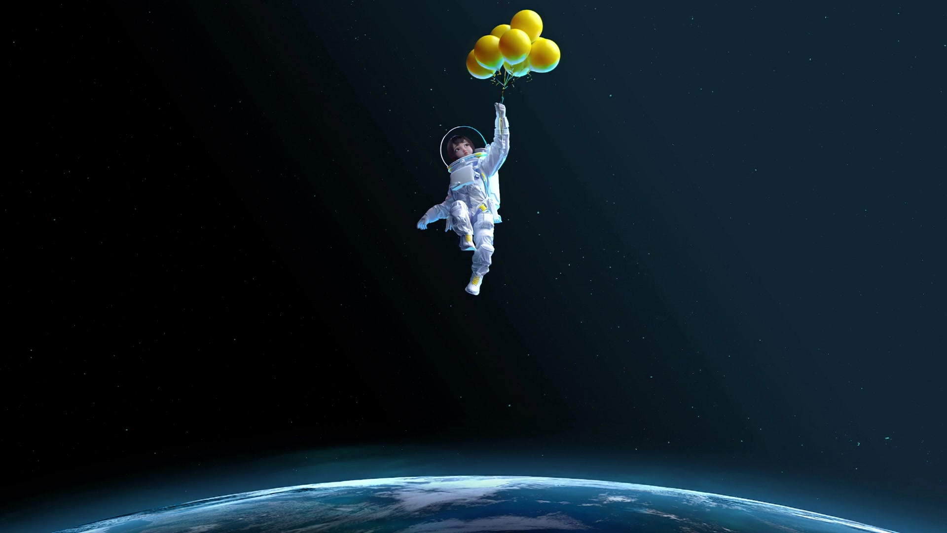 Space Girl with Balloons Live Wallpaper