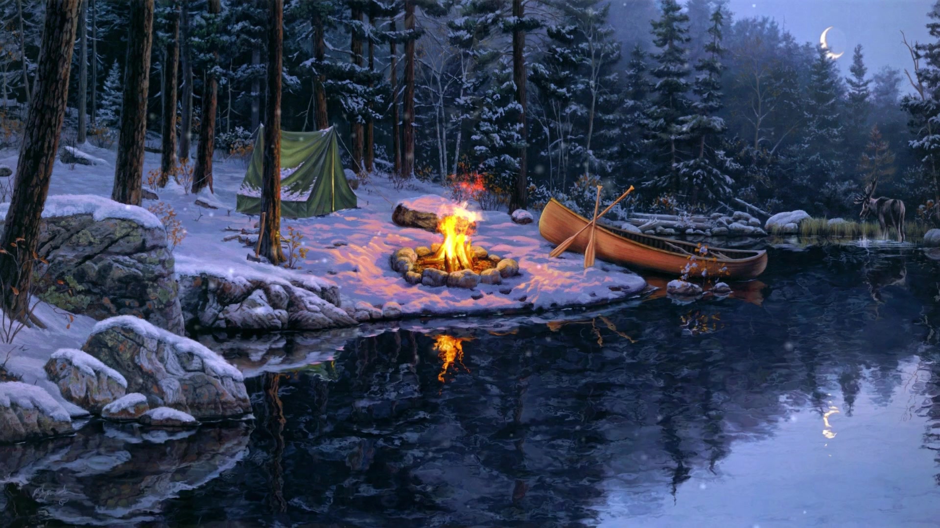 Winter Camping Live Wallpaper