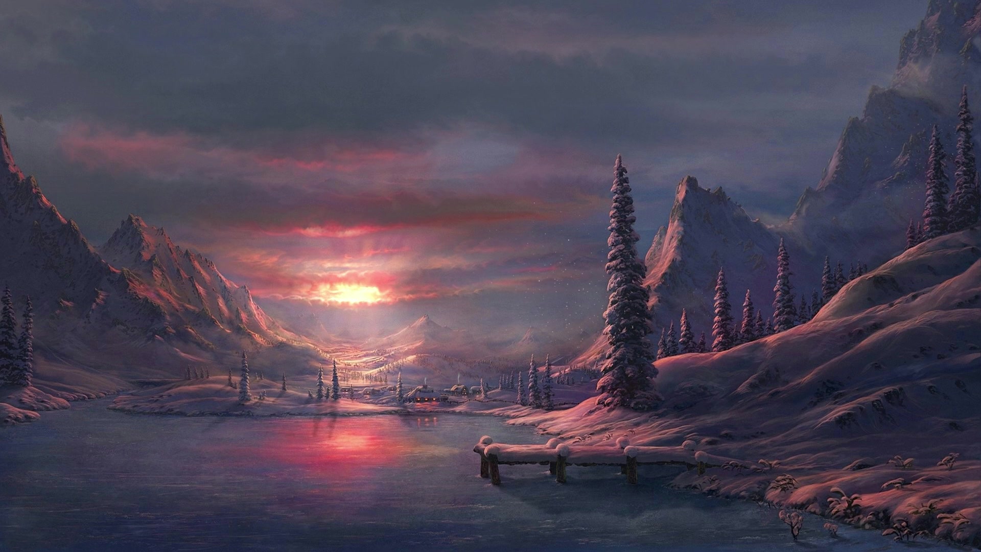 Winter Sunset Live Wallpaper