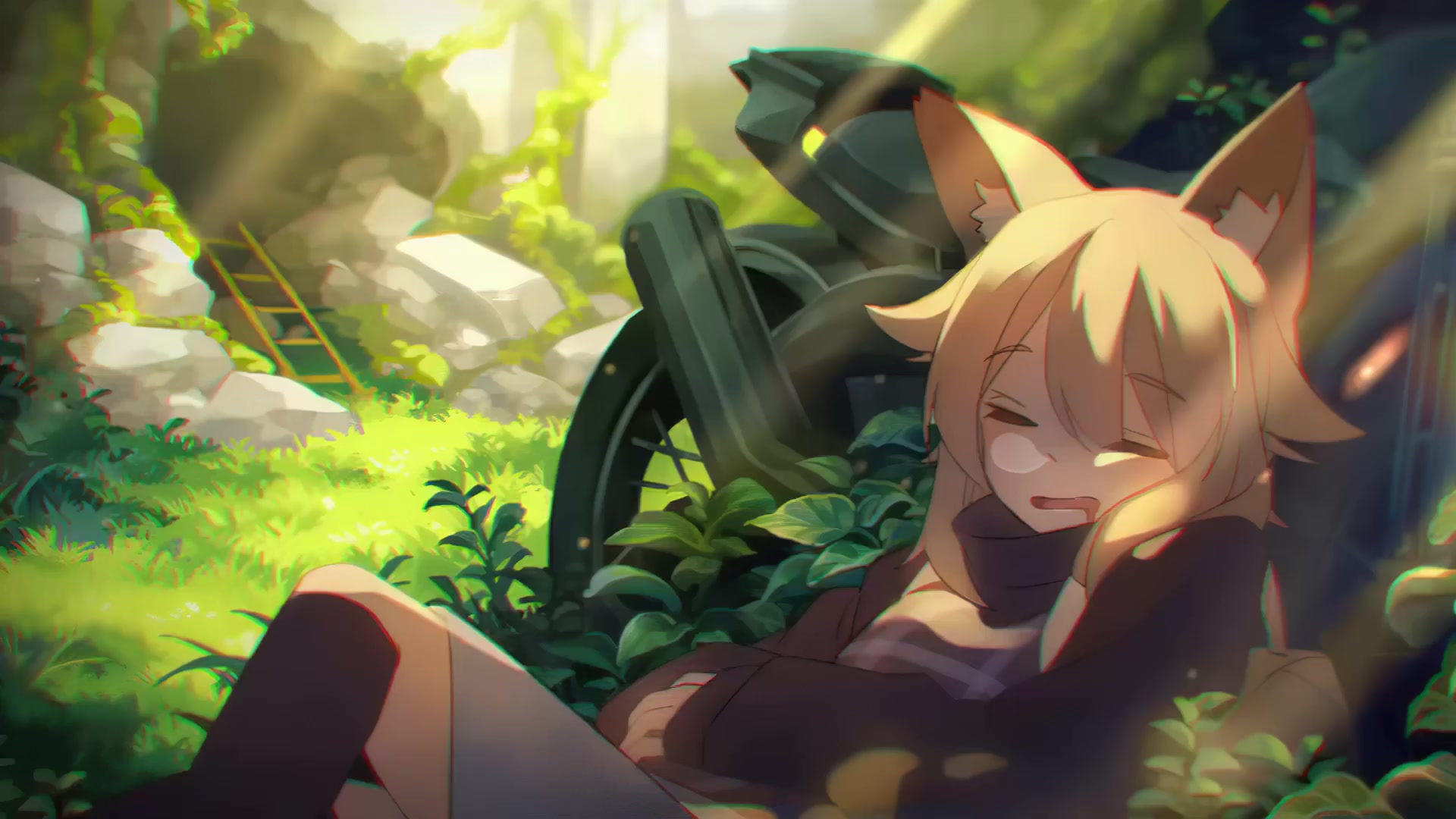 Anime Sleepy Fox Girl Live Wallpaper