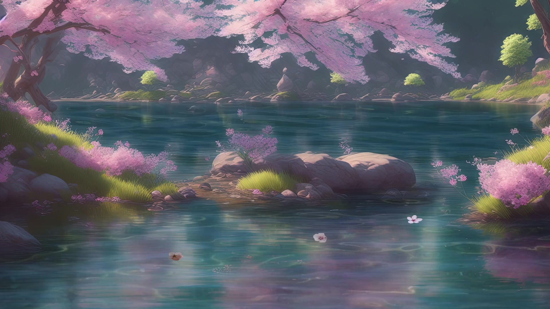 Cherry blossom lake Live Wallpaper