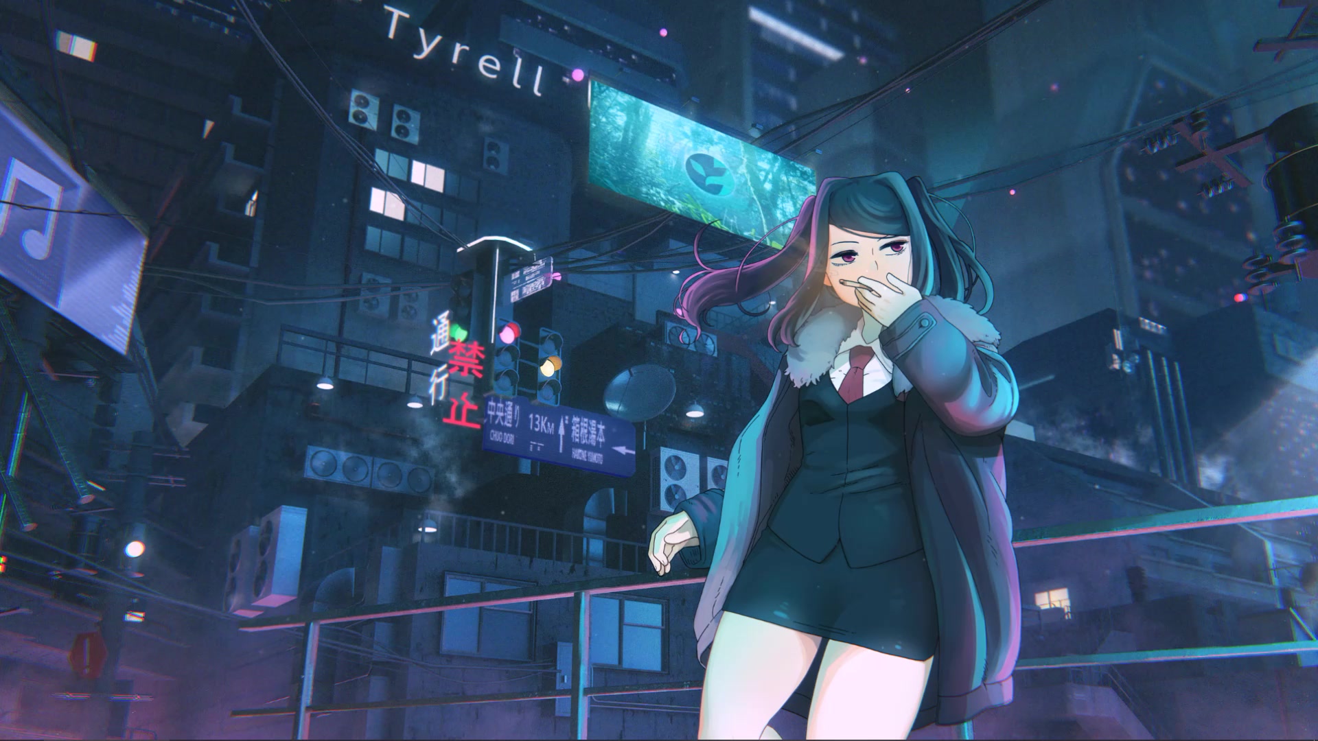 Jill Stingray in Night City Live Wallpaper