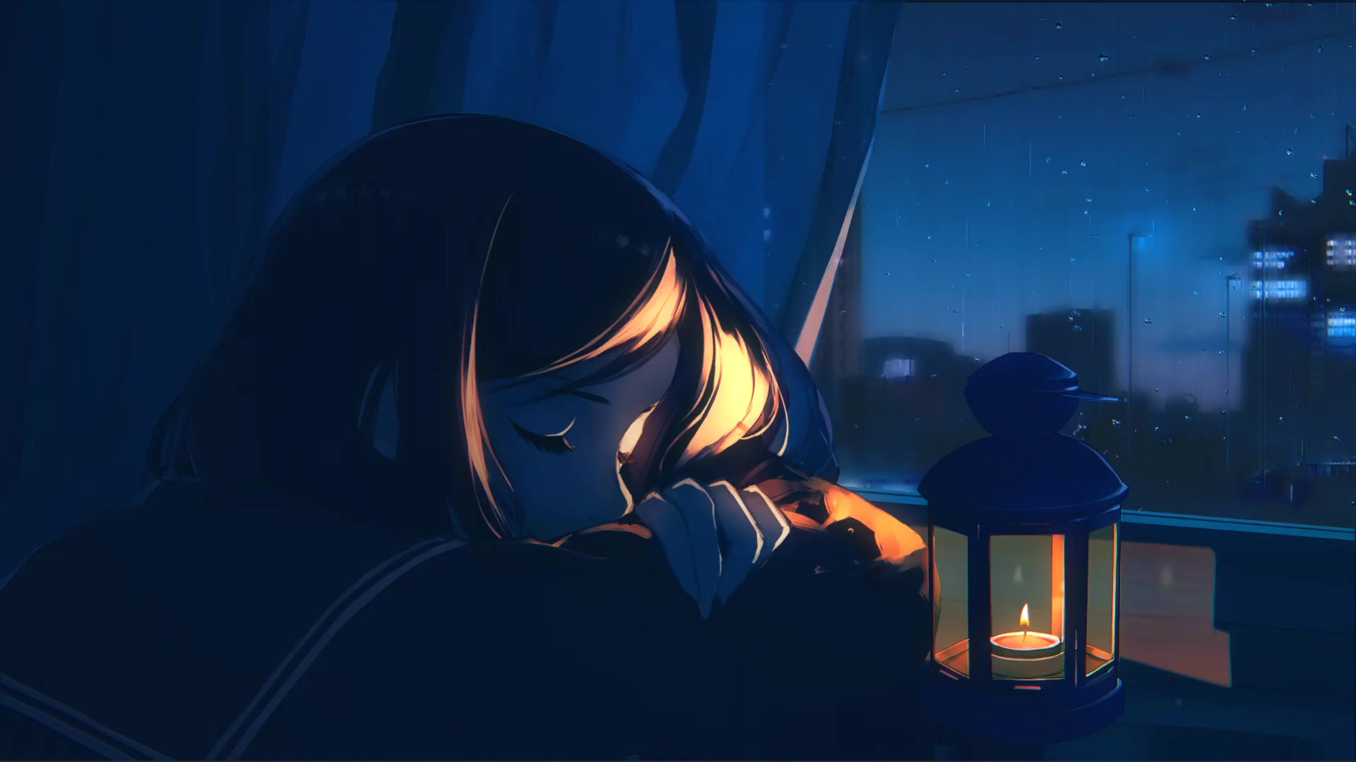 Chill Candle Night And Rain Live Wallpaper