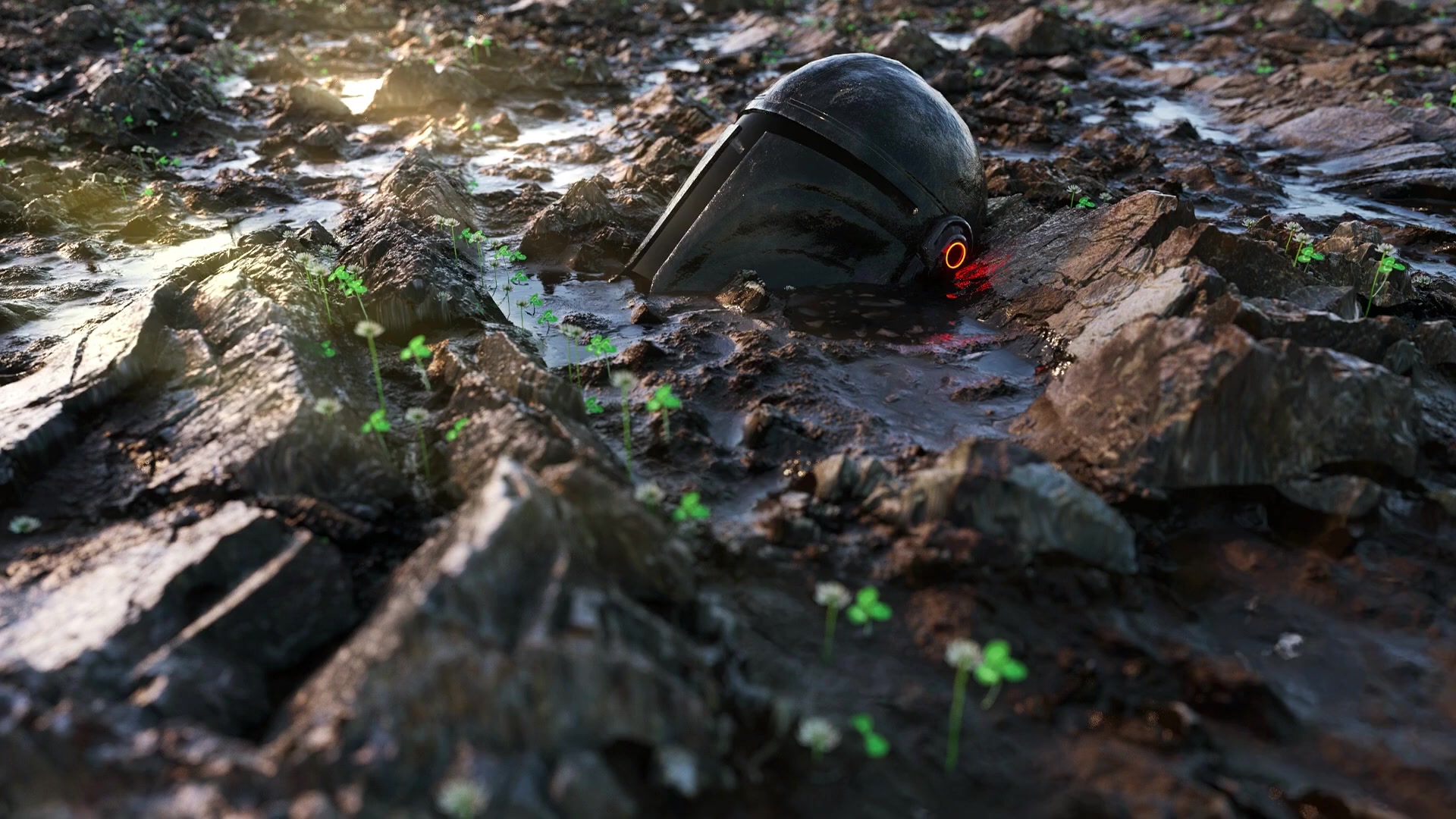 Abandoned Mandalorian Helmet Live Wallpaper