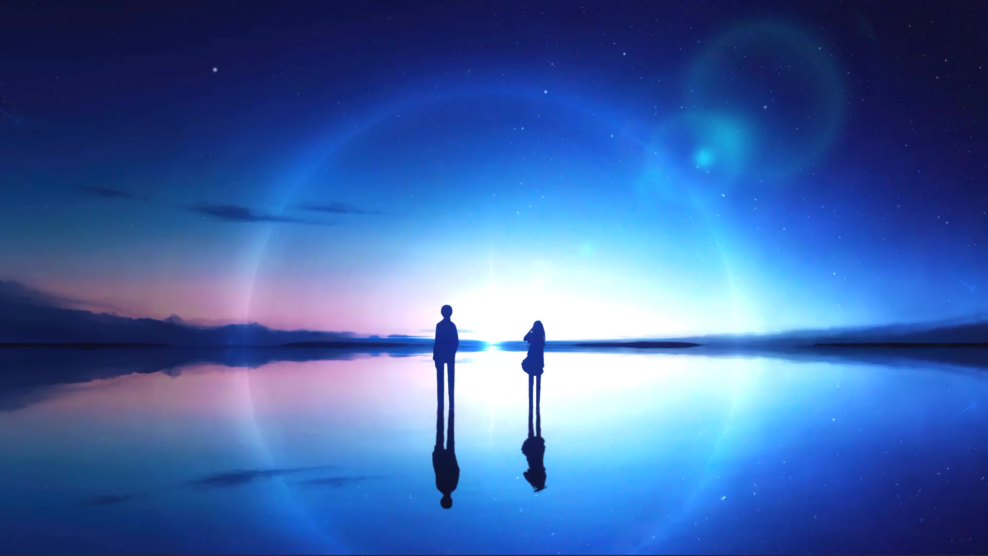Ethereal Horizon Blue Boy And Girl Live Wallpaper