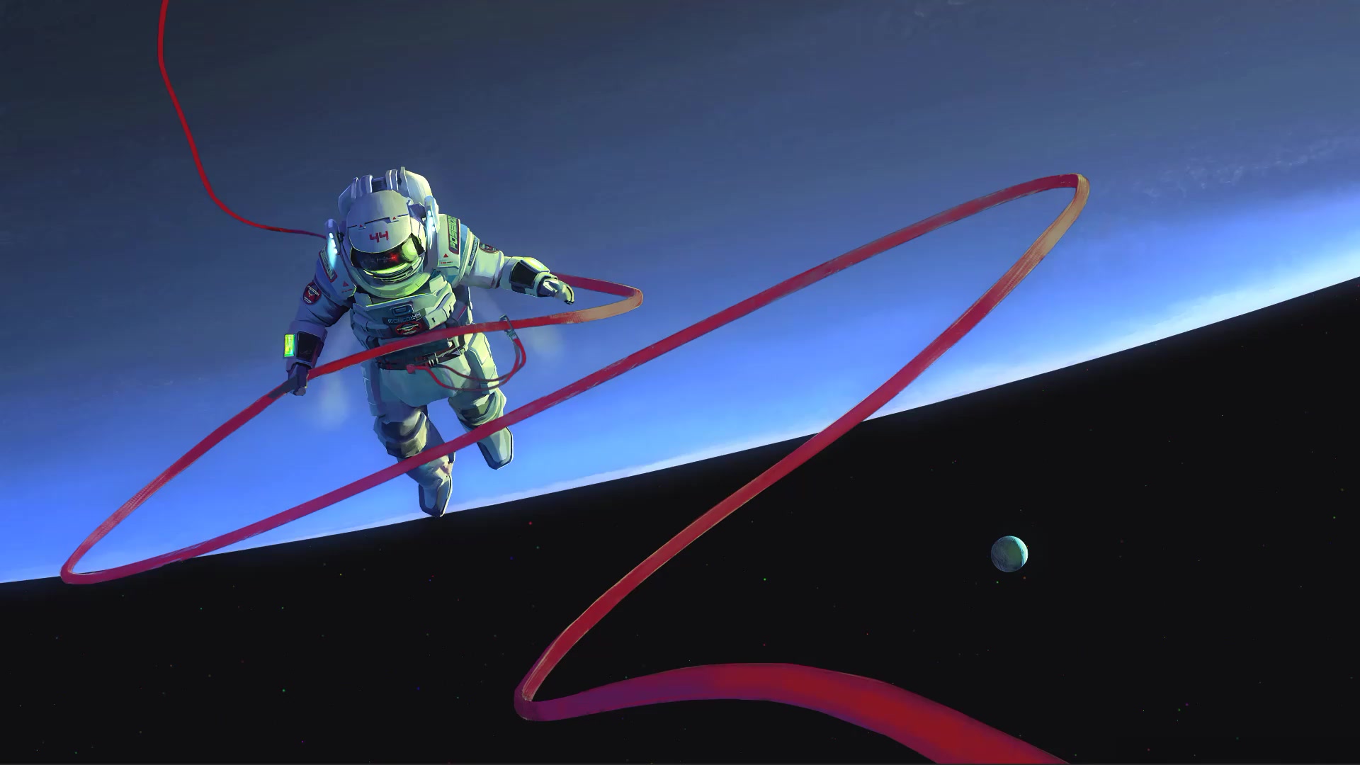 Astronaut In Black Space Wih Planet Live Wallpaper