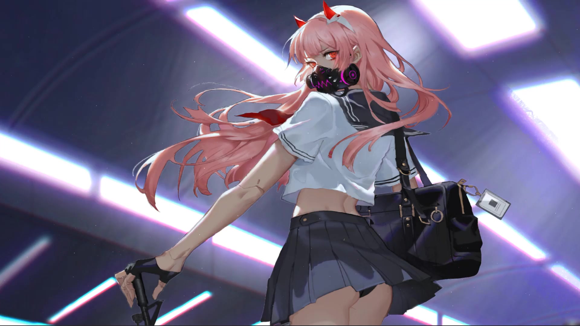 Zero Two Cyberpunk Metro - Darling In The Franxx Digital Art Live Wallpaper
