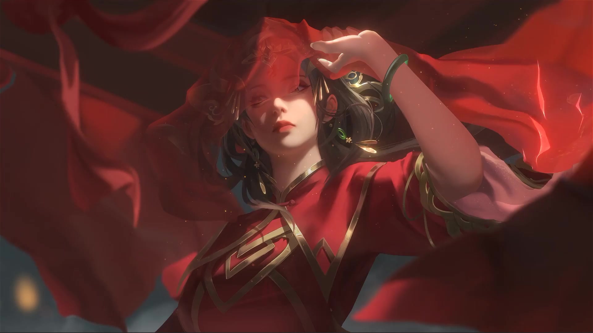 Women With Red Dress Live Wallpaper