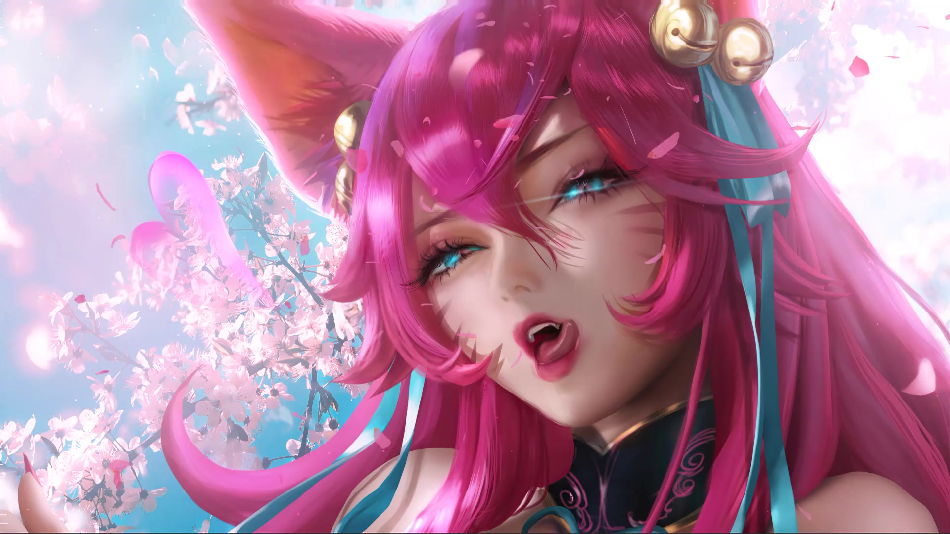 Spirit Blossom Ahri Tongue Cute Girl Live Wallpaper