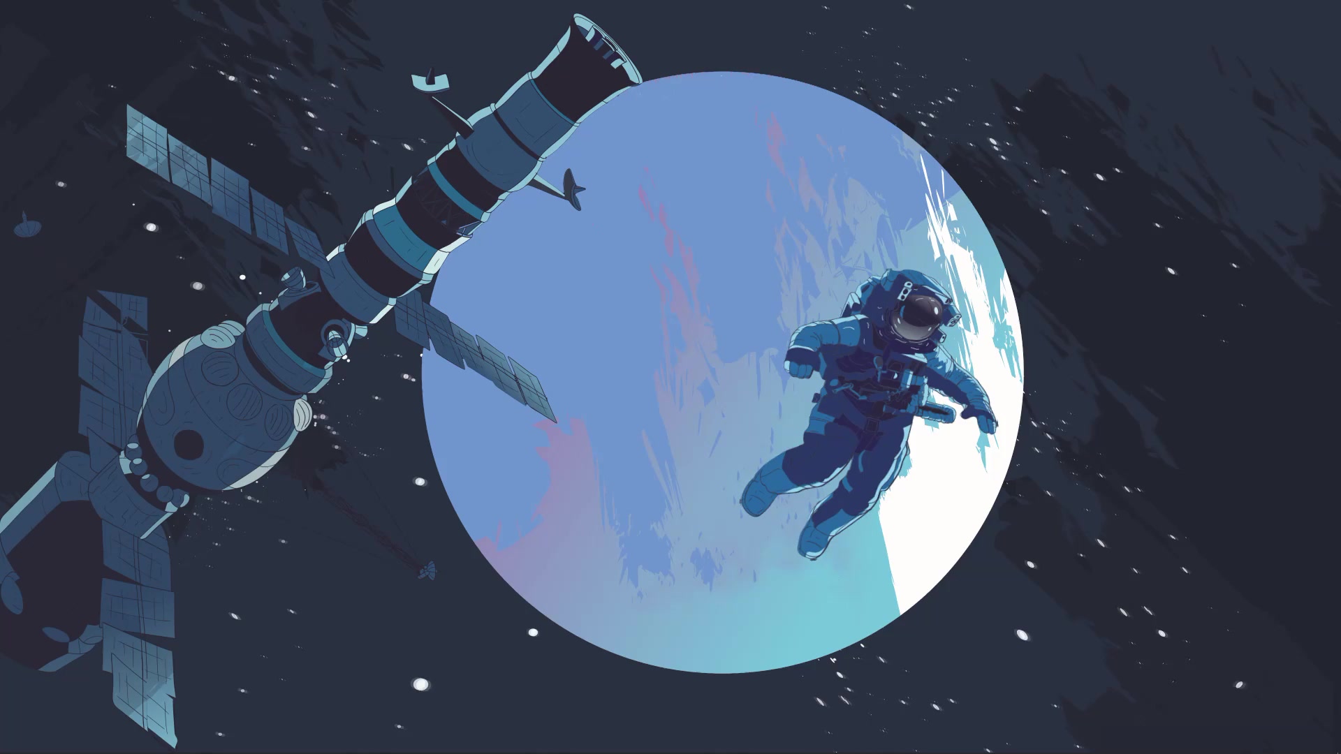 Astronaut In Space With Spinning Planet Live Wallpaper