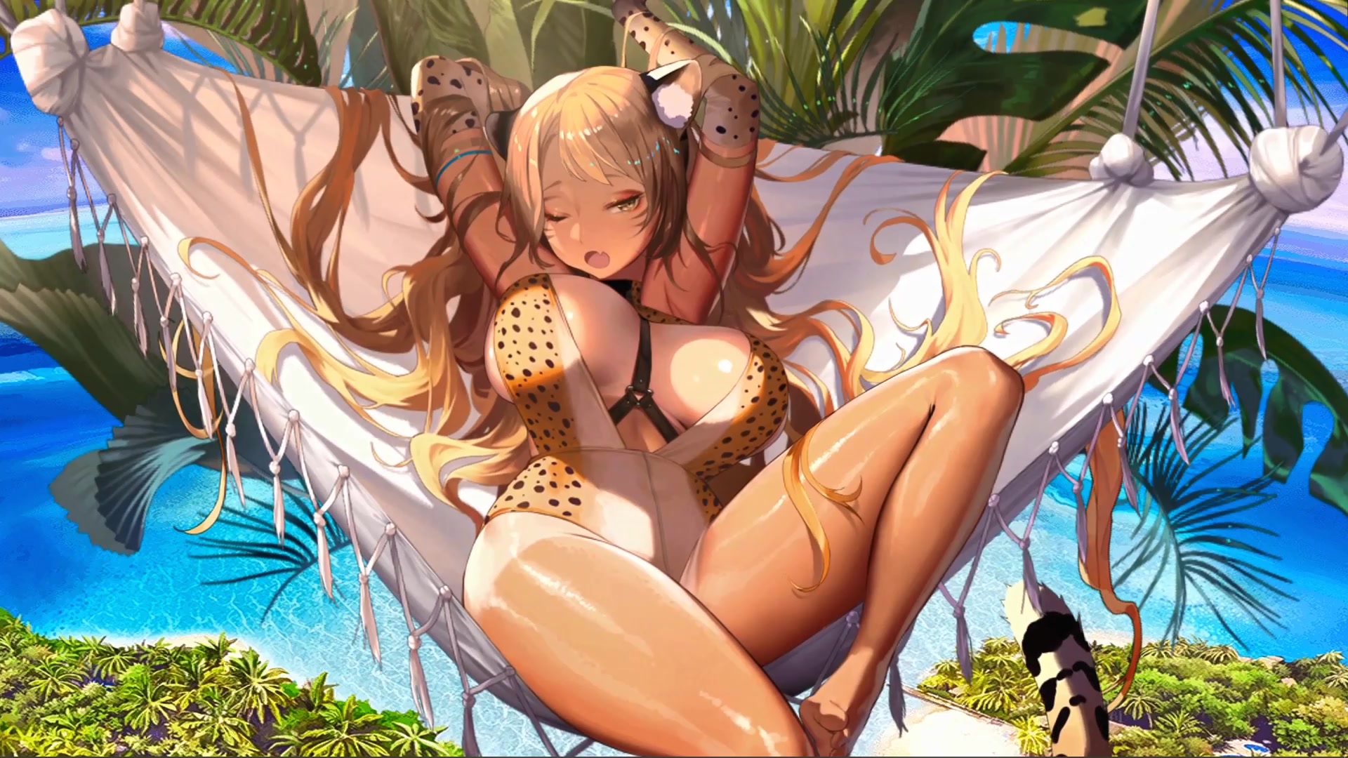 Wery Cute Kitty Girl in Summer Live Wallpaper