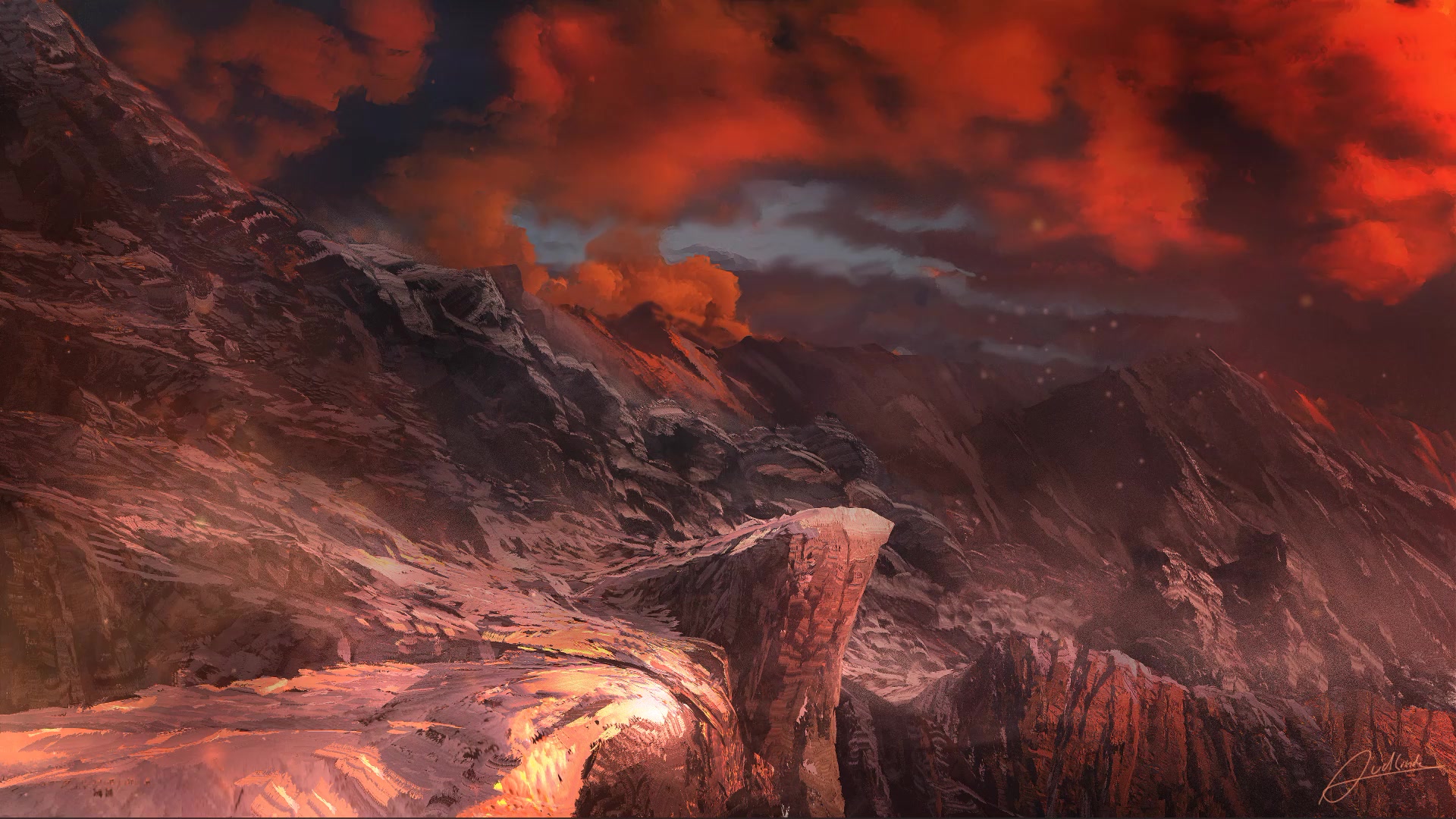 Mountain Storm at Sunset Live Wallpaper
