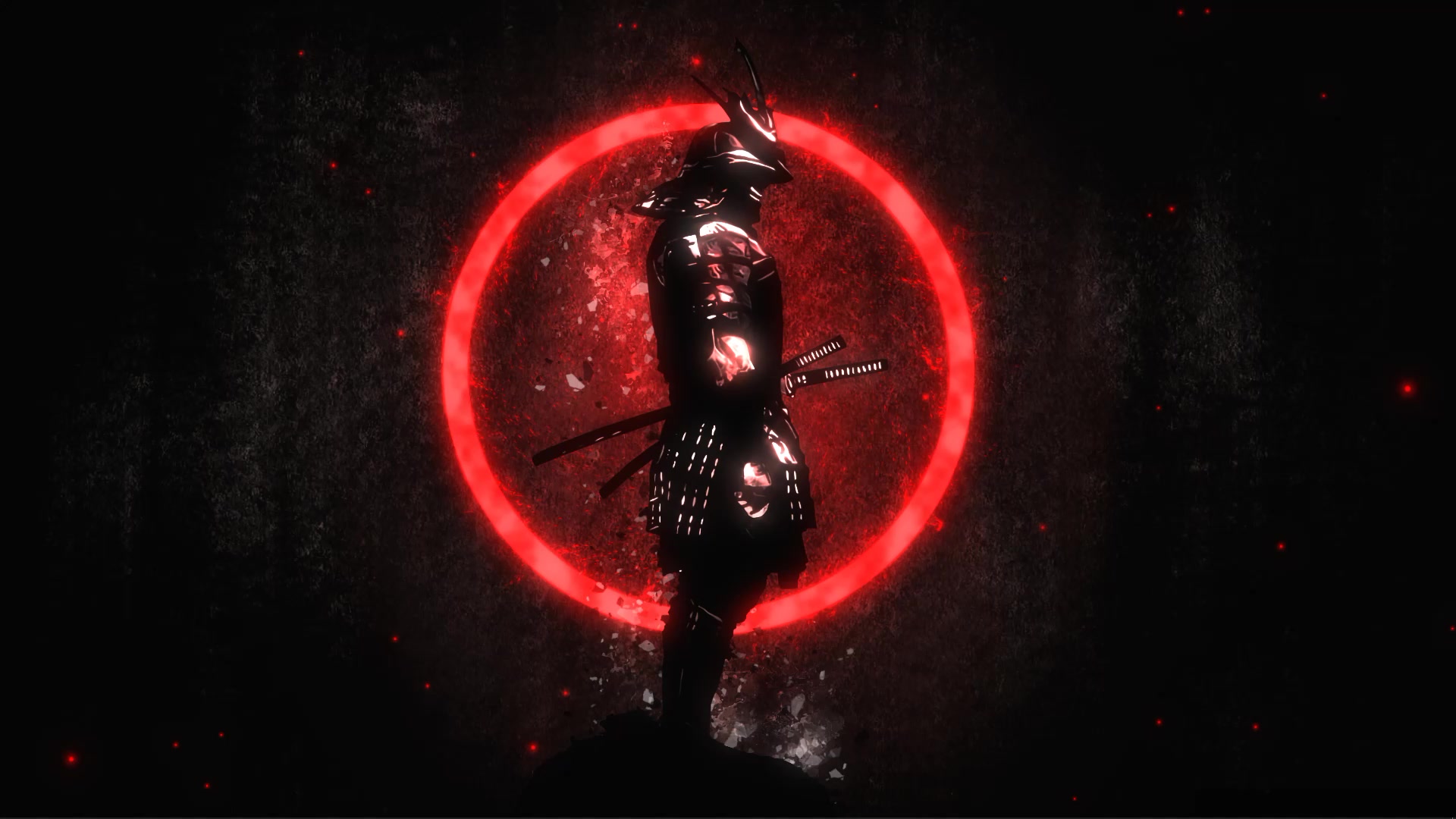 Neon Red Samurai Circle Live Wallpaper