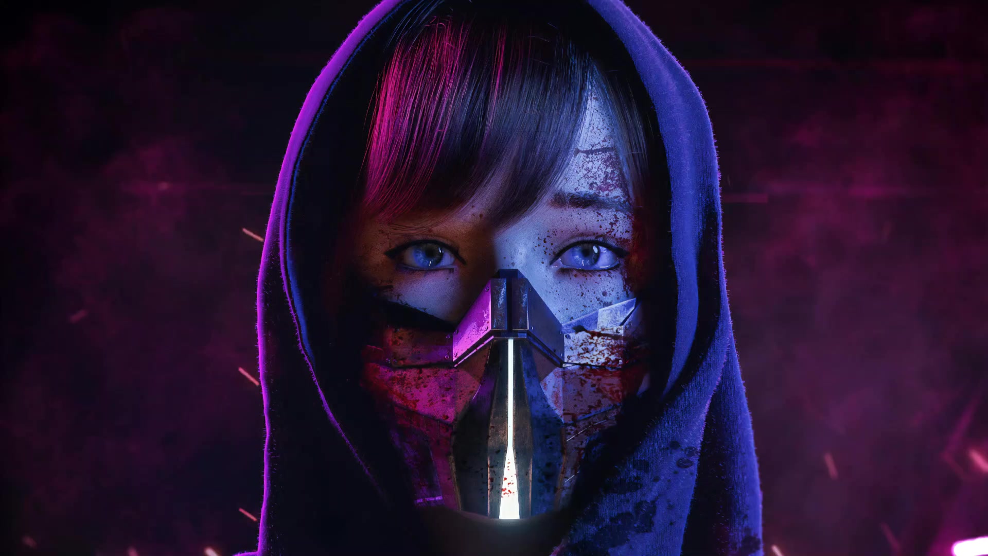 Girl With Blody Face and Metal Mask Live Wallpaper