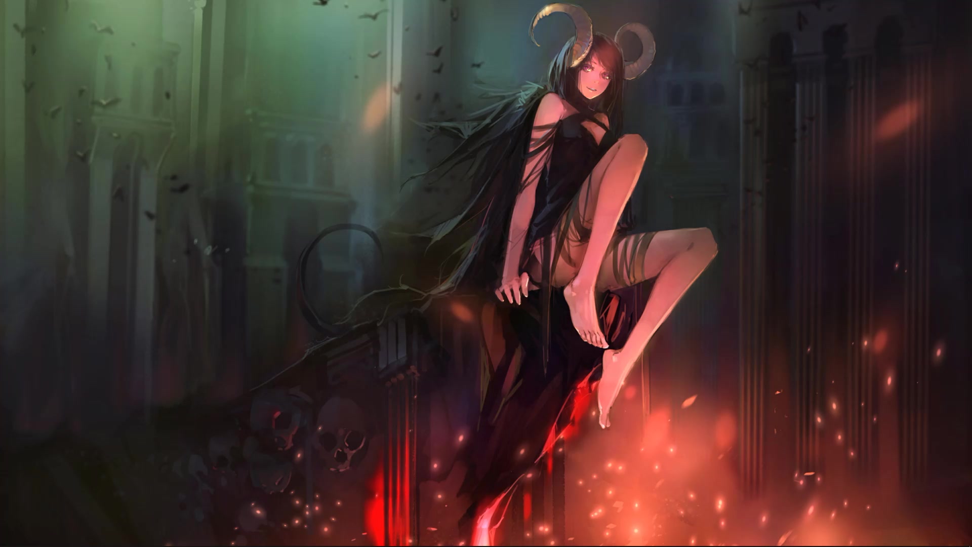 Cute Demon Girl Barefoot Live Wallpaper