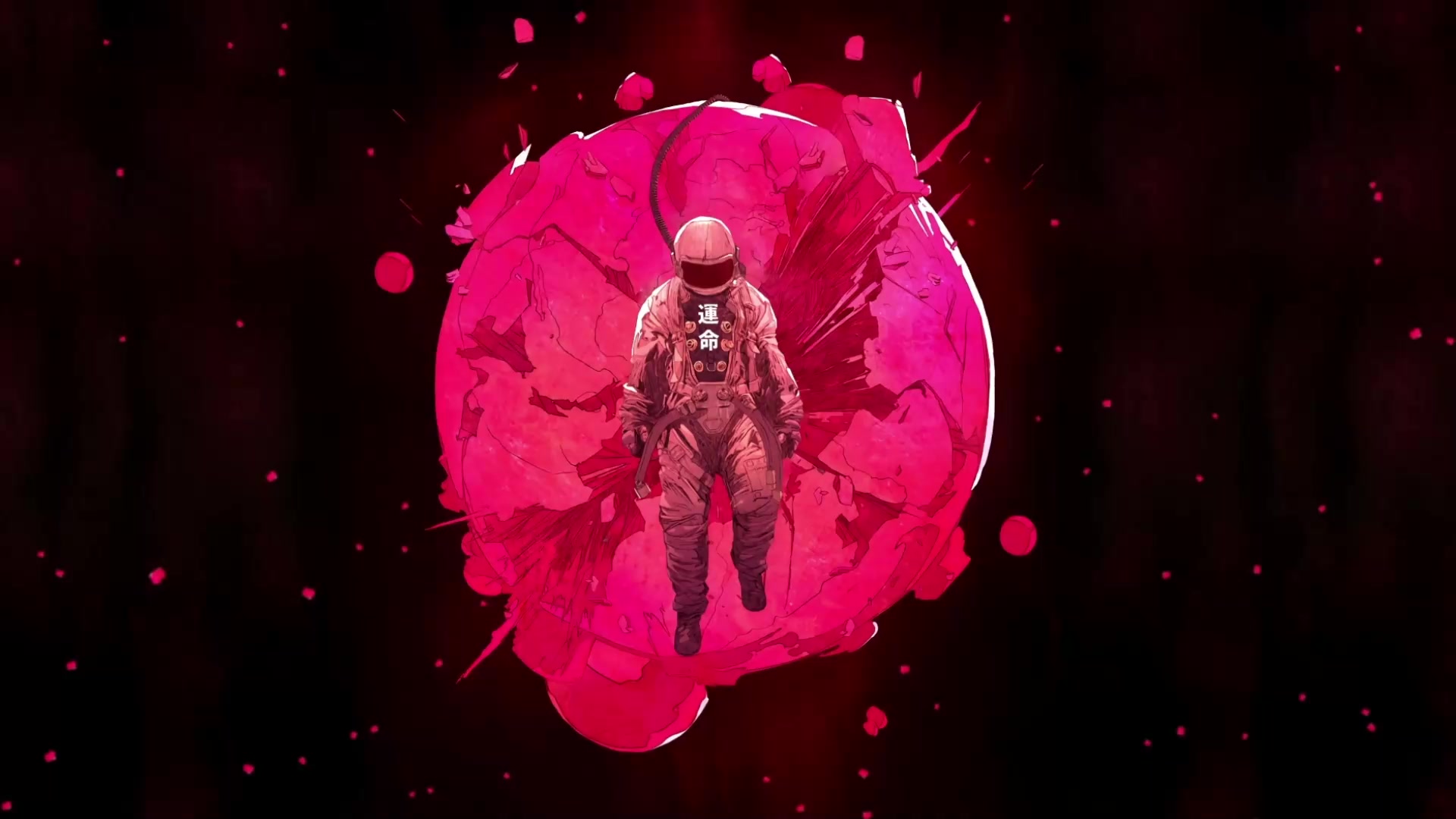 astronaut floating in the pink space Live Wallpaper