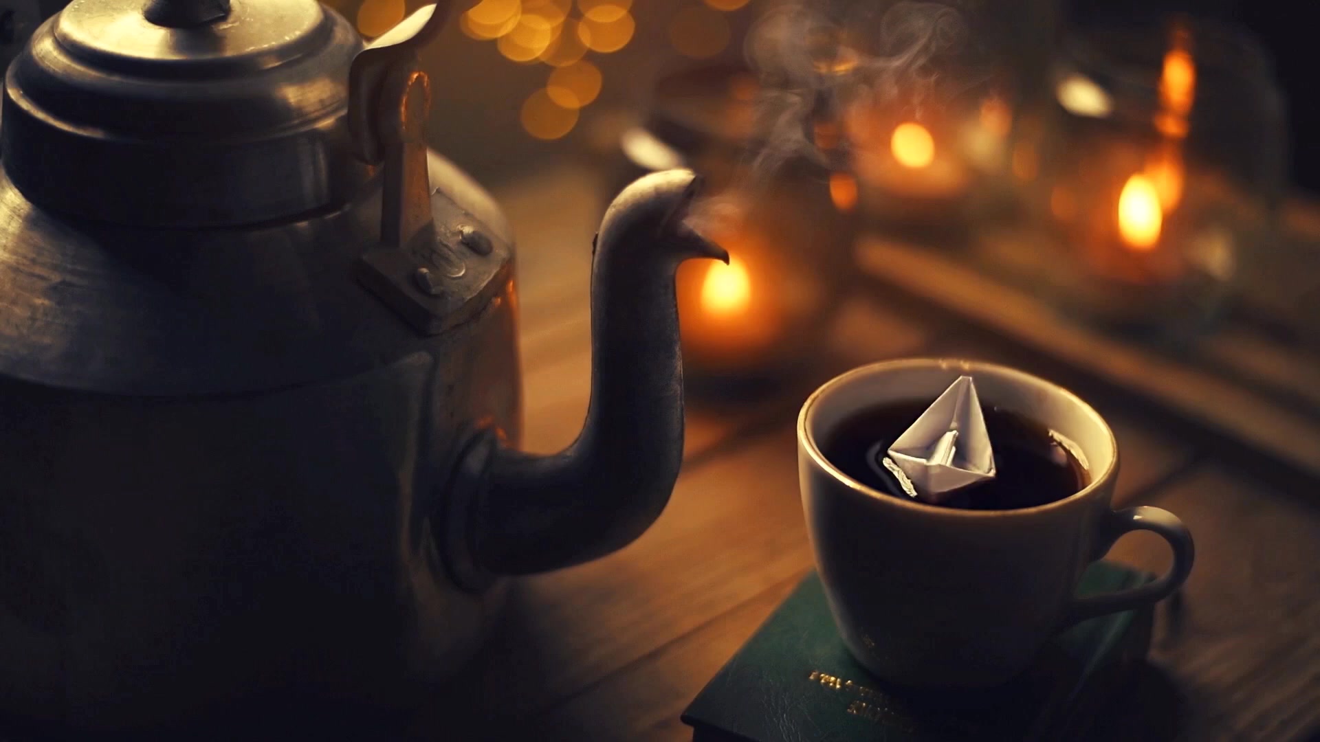 Paper Boat in Tea Cup Live Wallpaper
