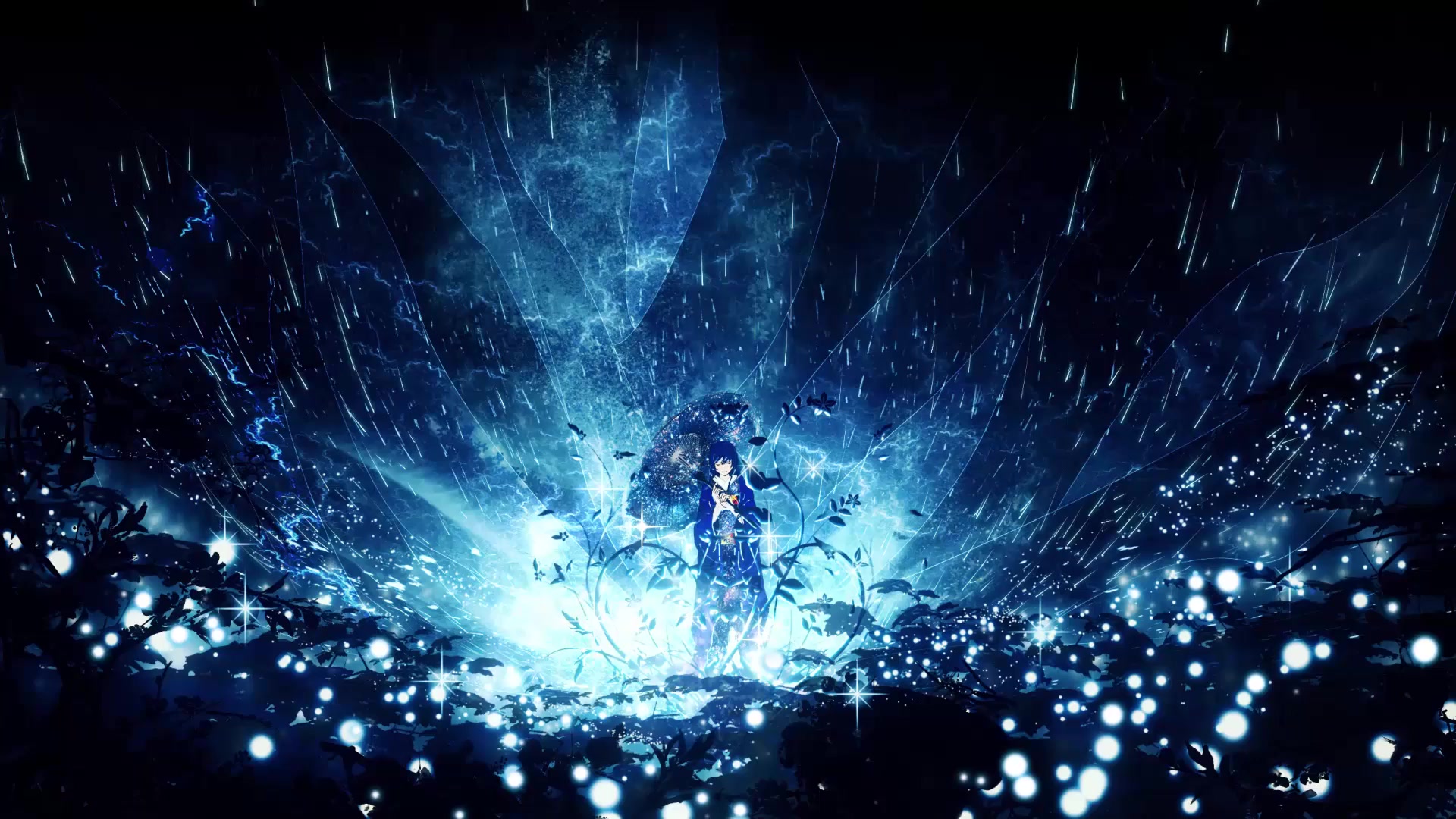 Most Beautiful World, girl, rain, umbrella, fantasy Live Wallpaper