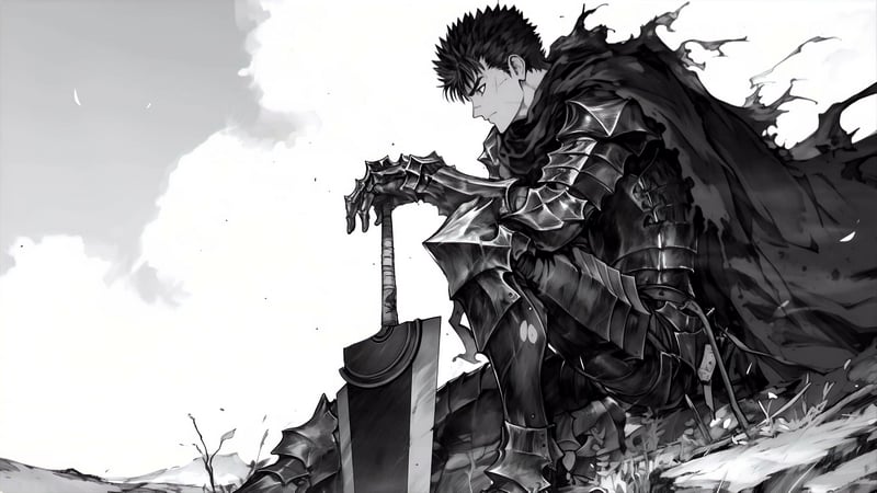 Berserk - Guts Black Swordsman Monochrome 4K Live Wallpaper