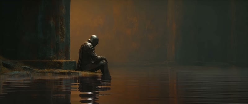 Lonely Knight Resting - Dark Fantasy Reflection Live Wallpaper
