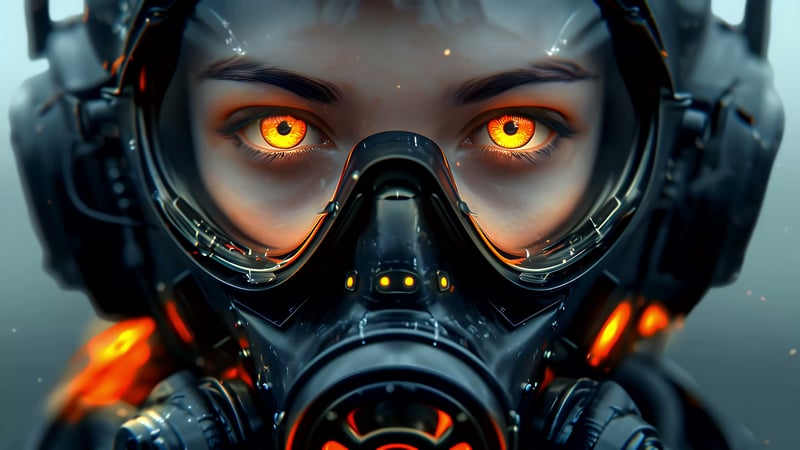 Fiery Gaze Gas Mask Live Wallpaper