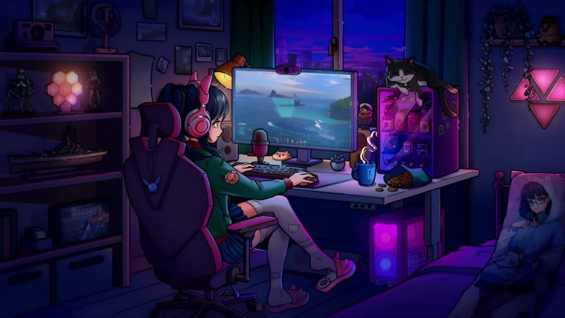 World of Warships - Steam-chan Cozy Gaming Room Live Wallpaper