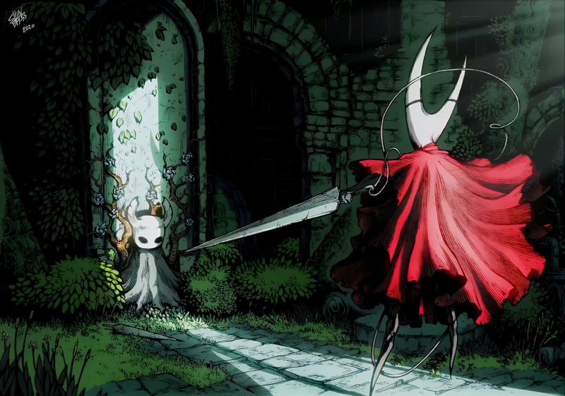 Hornet vs. Knight in Hollow Knight Duel Live Wallpaper