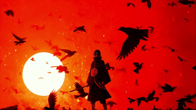 Itachi Crow Sunset Silhouette Live Wallpaper