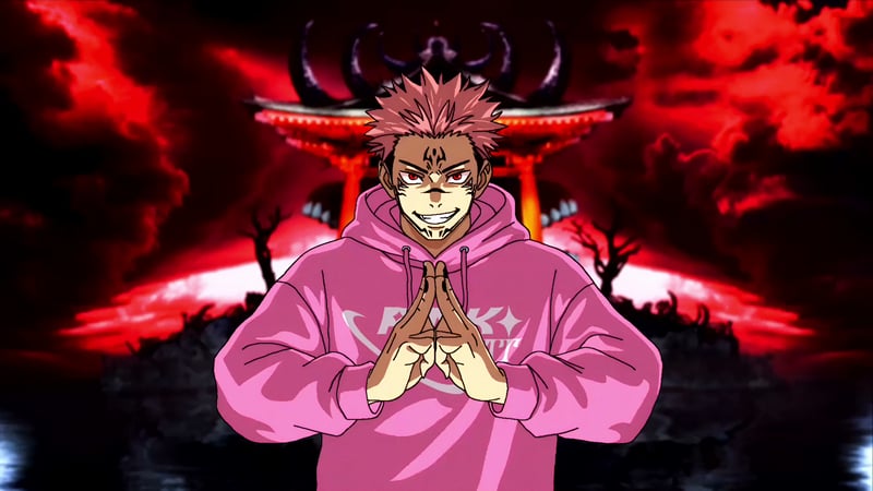 Jujutsu Kaisen - Ryomen Sukuna Malevolent Shrine Pink Hoodie Live Wallpaper