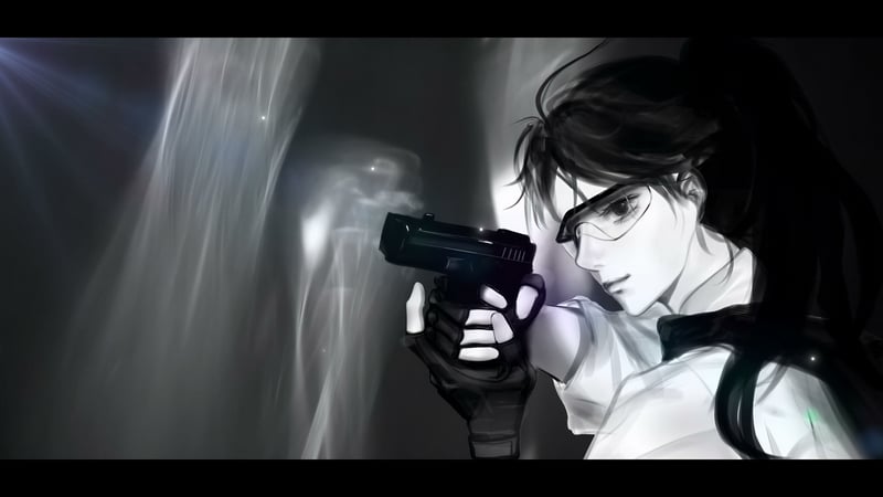 Tactical Girl with Pistol - Monochrome Noir Live Wallpaper