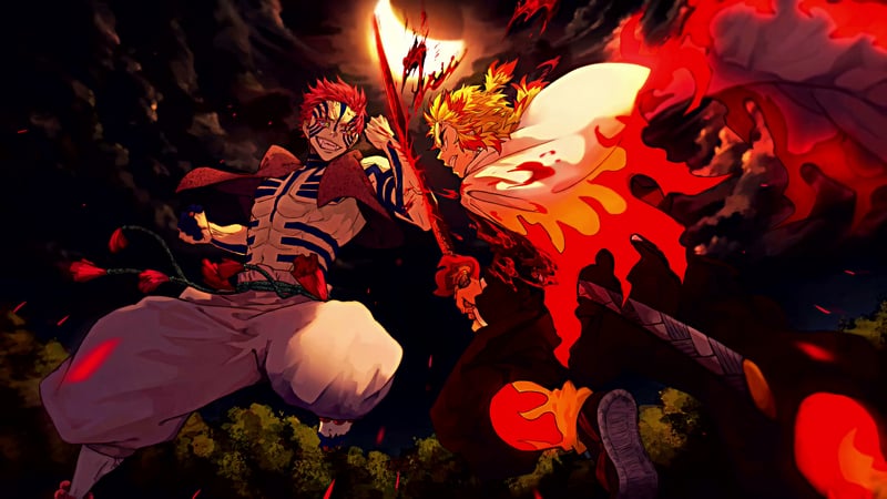 Akaza and Rengokus Clash Live Wallpaper