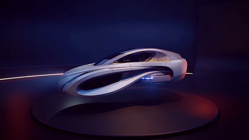 White Hover Car on Display Live Wallpaper