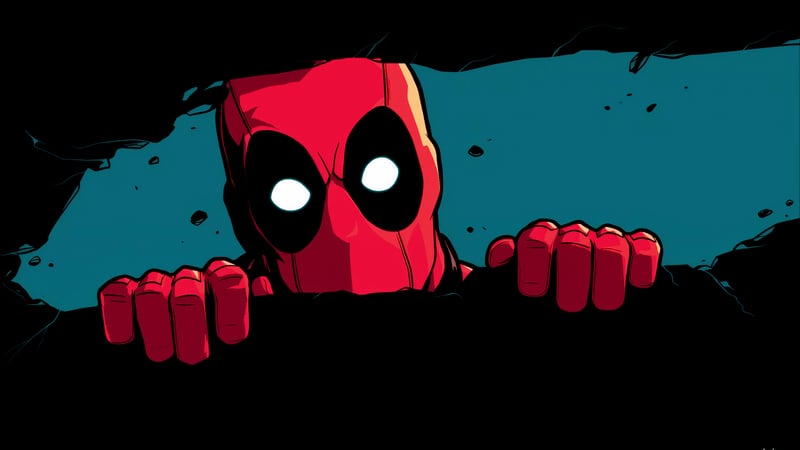 Deadpool Peeking Over Wall Live Wallpaper