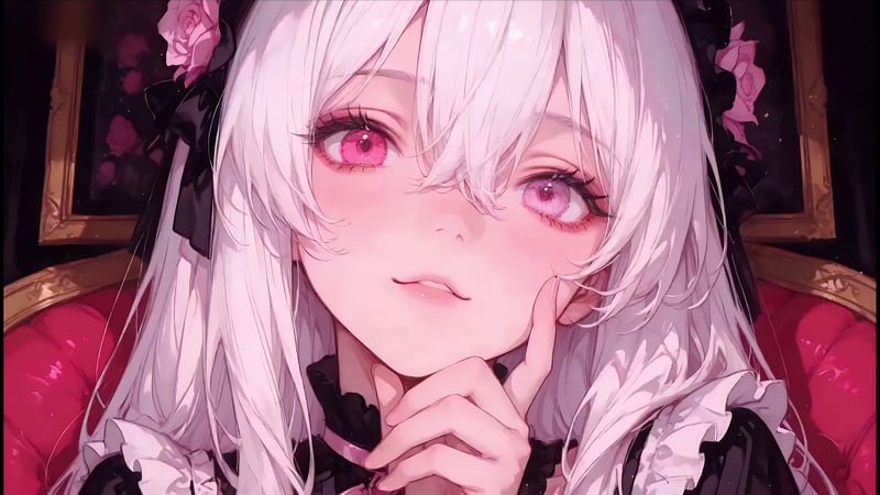 Gothic Elegance – Pink-Eyed Lolita Live Wallpaper