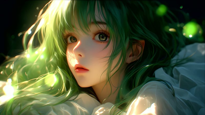 Green-Haired Girl in Sunlight Live Wallpaper