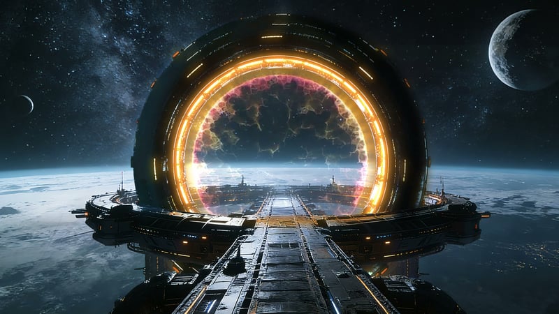 Sci-Fi Stargate Portal - Cosmic Space Station Live Wallpaper
