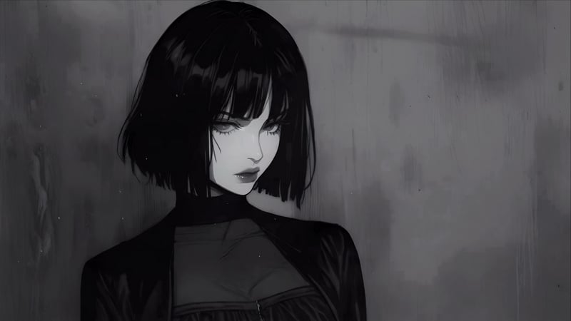 Dark Aesthetic Girl - Monochrome Live Wallpaper
