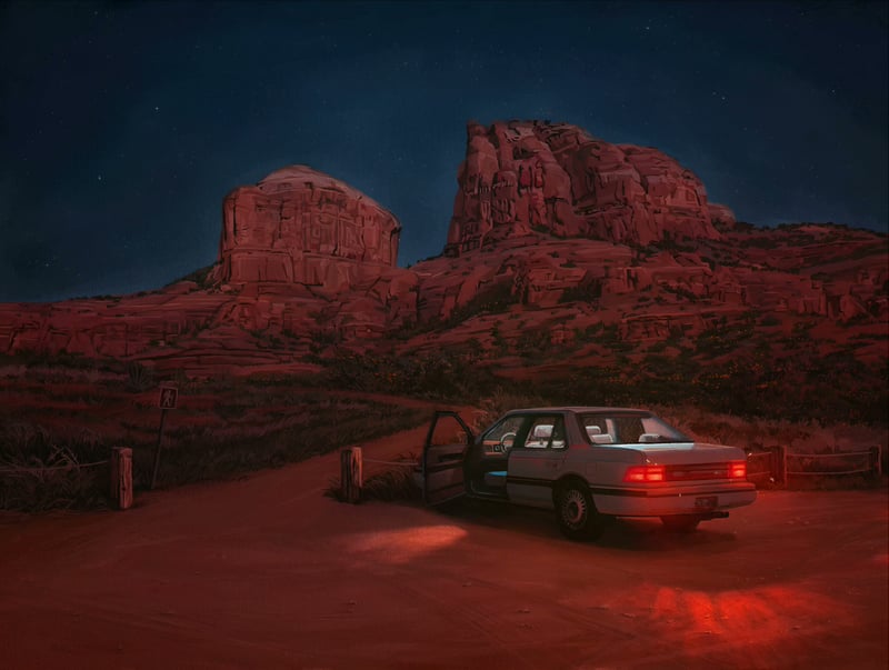 Night Desert Road Trip - Red Rocks Scenery 4K Live Wallpaper