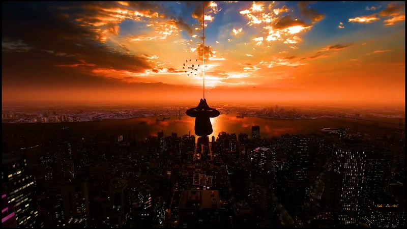 Spiderman Swing Over Sunset City Live Wallpaper