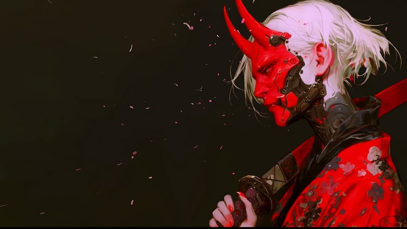 Cyber Oni Sword Stance Live Wallpaper